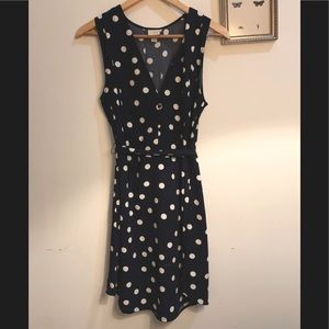 Navy polka dot tank dress